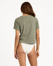 BILLABONG OTIS SNAKE WOMENS CROP T SHIRT PINE GRAPHIC SURF TEE