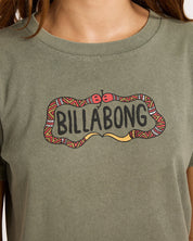 BILLABONG OTIS SNAKE WOMENS CROP T SHIRT PINE GRAPHIC SURF TEE