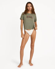 BILLABONG OTIS SNAKE WOMENS CROP T SHIRT PINE GRAPHIC SURF TEE