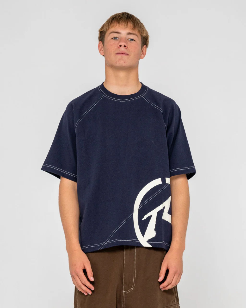 RUSTY PABLO GRAPHIC CROPPED T SHIRT NAVY MENS SURF SKATE TEE