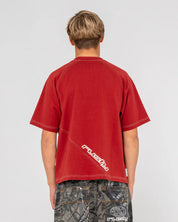 RUSTY PABLO GRAPHIC CROPPED T SHIRT VINTAGE RED MENS SURF SKATE TEE