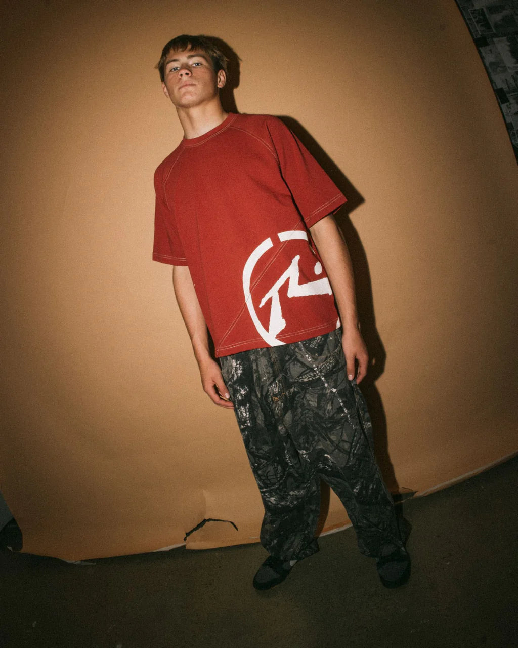 RUSTY PABLO GRAPHIC CROPPED T SHIRT VINTAGE RED MENS SURF SKATE TEE