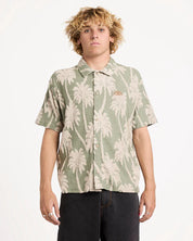 RVCA PALM FALL MENS SHORT SLEEVE SHIRT JADE SURF BEACH BUTTON UP