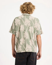 RVCA PALM FALL MENS SHORT SLEEVE SHIRT JADE SURF BEACH BUTTON UP