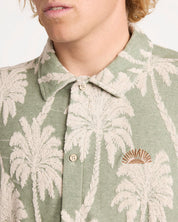 RVCA PALM FALL MENS SHORT SLEEVE SHIRT JADE SURF BEACH BUTTON UP