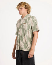 RVCA PALM FALL MENS SHORT SLEEVE SHIRT JADE SURF BEACH BUTTON UP
