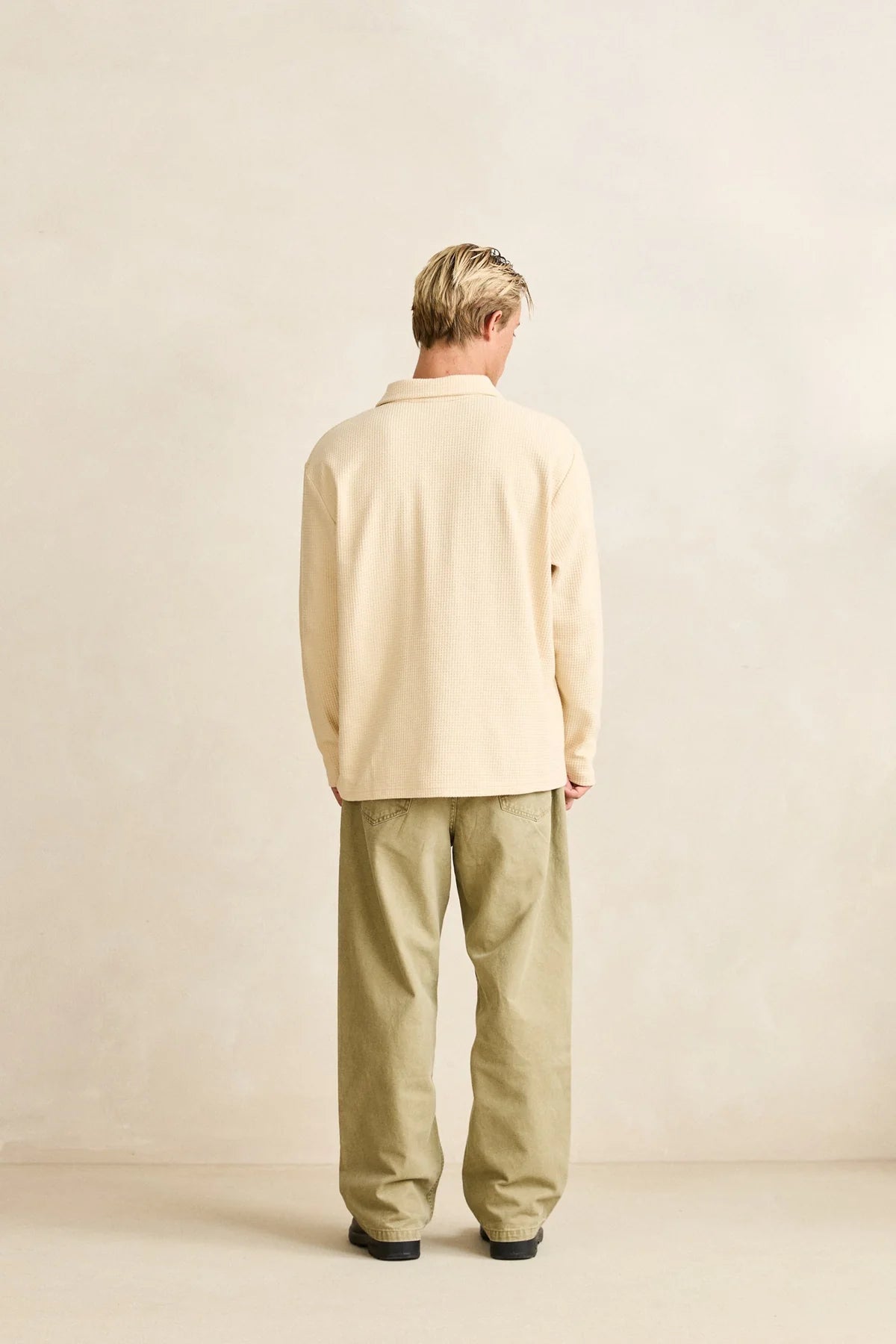 RHYTHM PALMER PANT MENS RELAXED FIT ELASTIC WAIST BEIGE