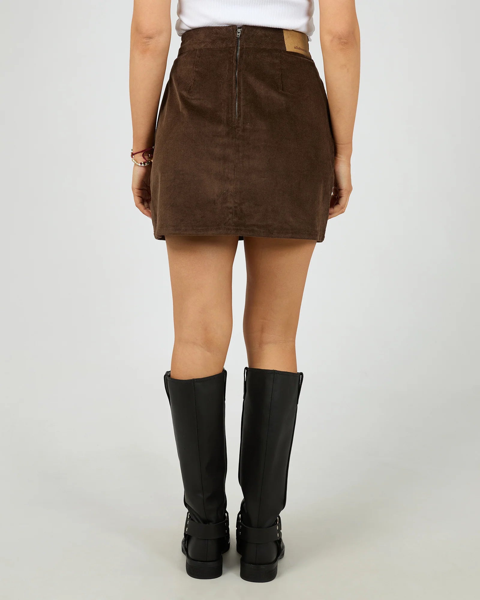 ALL ABOUT EVE PARKER CORD SKIRT BROWN WOMENS CORDUROY MINI SKIRT