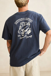 RHYTHM PEACE SUN VINTAGE SS T SHIRT MENS NAVY