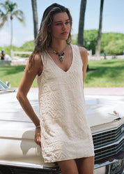POOLSIDE PARADISO MAI TAI V TUNIC TOWELLING DRESS – PEARL