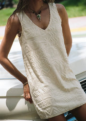 POOLSIDE PARADISO MAI TAI V TUNIC TOWELLING DRESS – PEARL