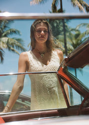 POOLSIDE PARADISO MAI TAI V TUNIC TOWELLING DRESS – PEARL