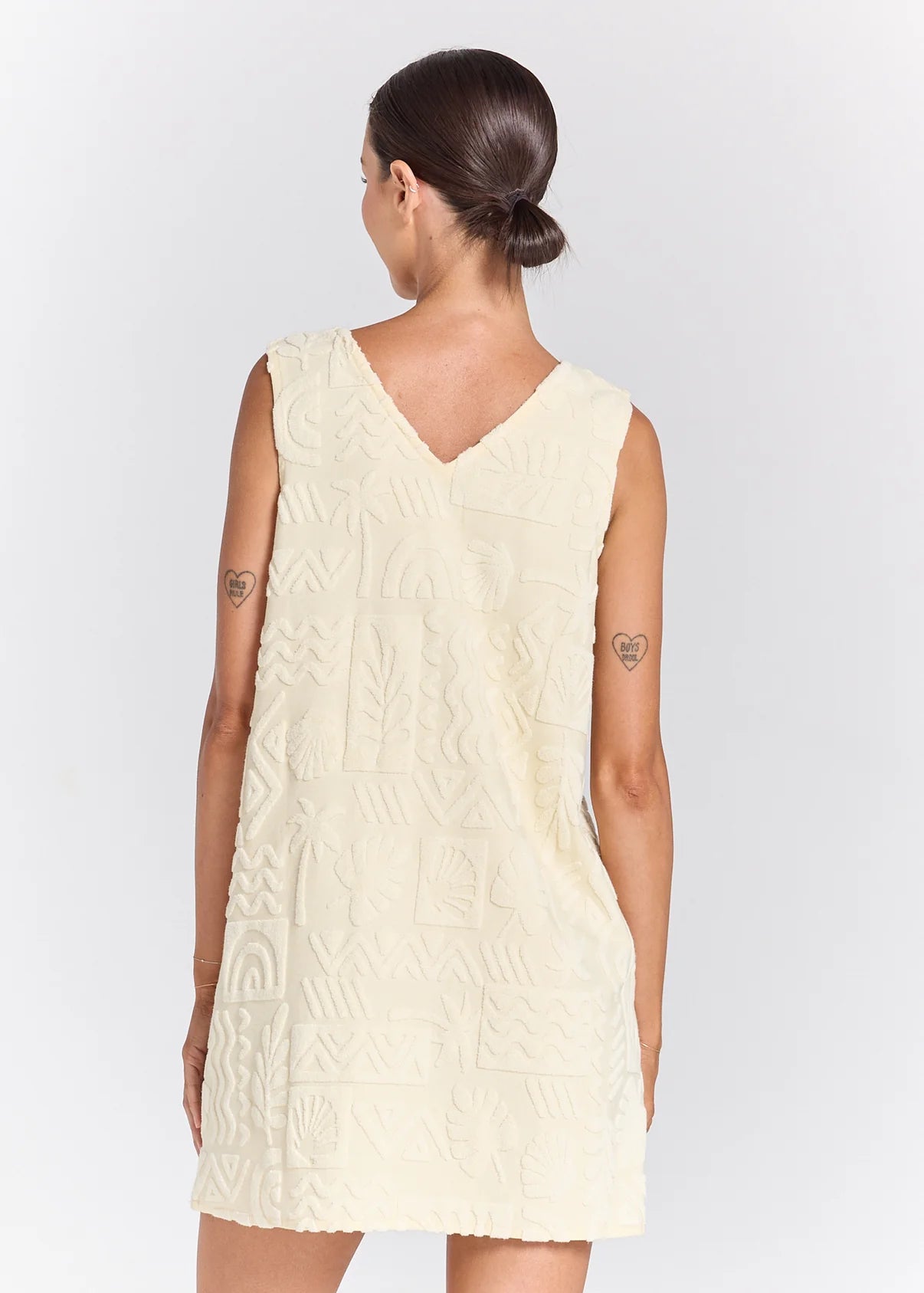 POOLSIDE PARADISO MAI TAI V TUNIC TOWELLING DRESS – PEARL