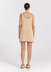 POOLSIDE PARADISO PALM BEACH U CROCHET KNIT DRESS – SAND