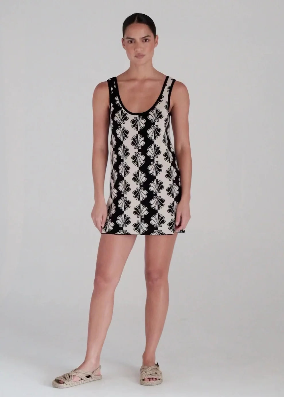 POOLSIDE PARADISO SHELBORNE KNIT SUNDREAMER DRESS - BLACK SAND