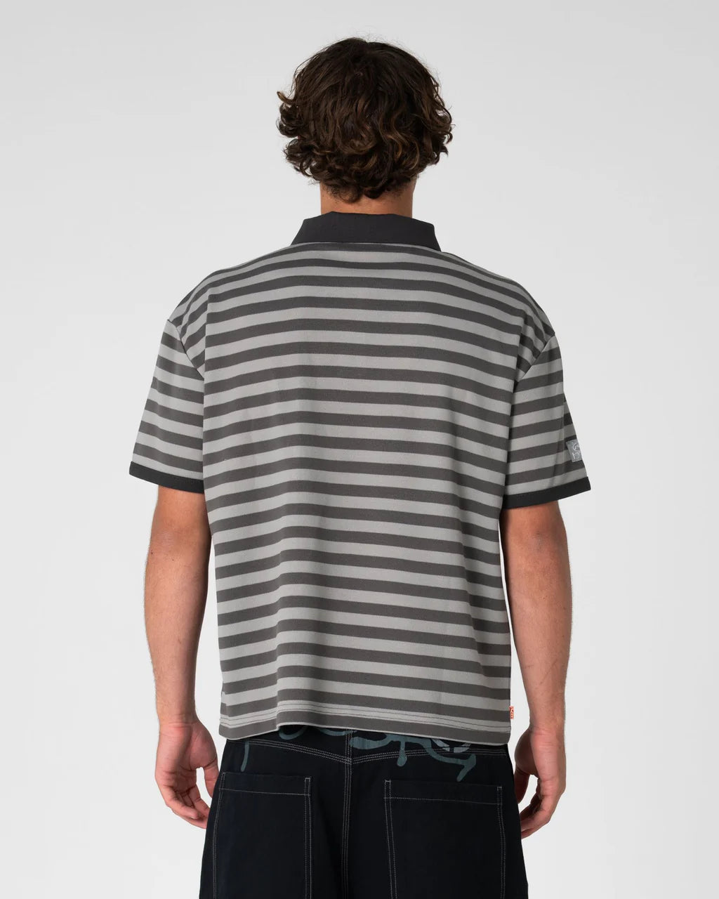 RUSTY POP TOP PANELLED POLO MENS STONE GREY