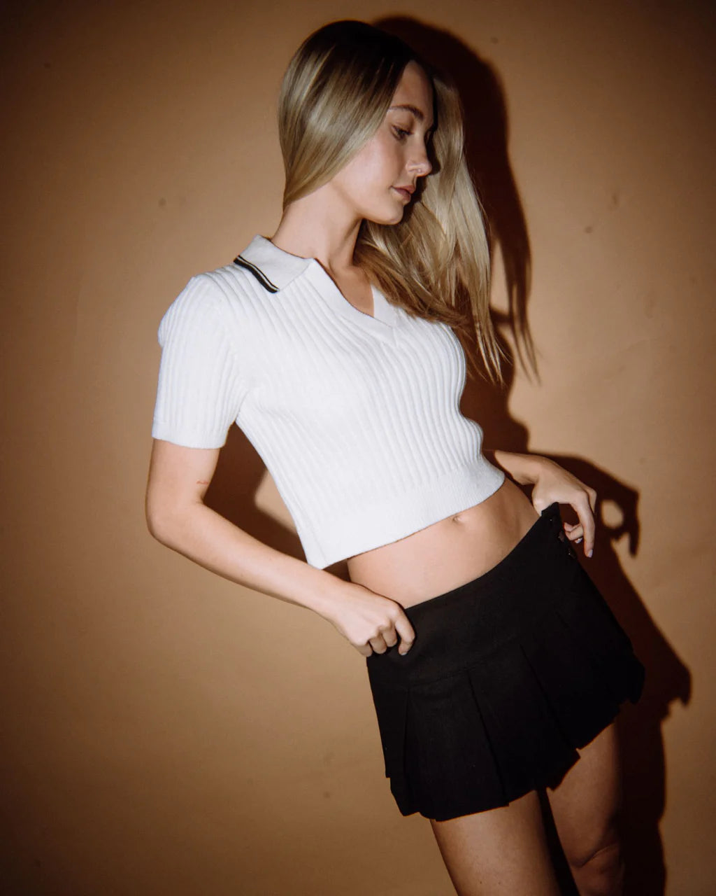 RUSTY POSH GIRL KNITTED TOP RETRO STRIPE SUMMER KNIT CREAM BLACK