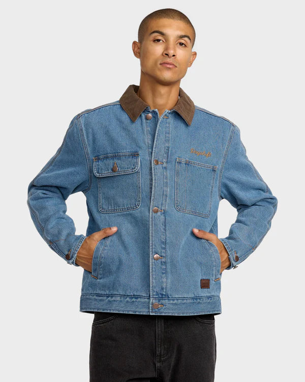 RVCA POST DAYSHIFT DENIM JACKET BLUE COLLAR
