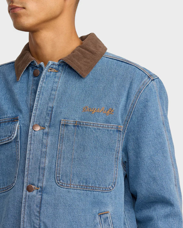 RVCA POST DAYSHIFT DENIM JACKET BLUE COLLAR
