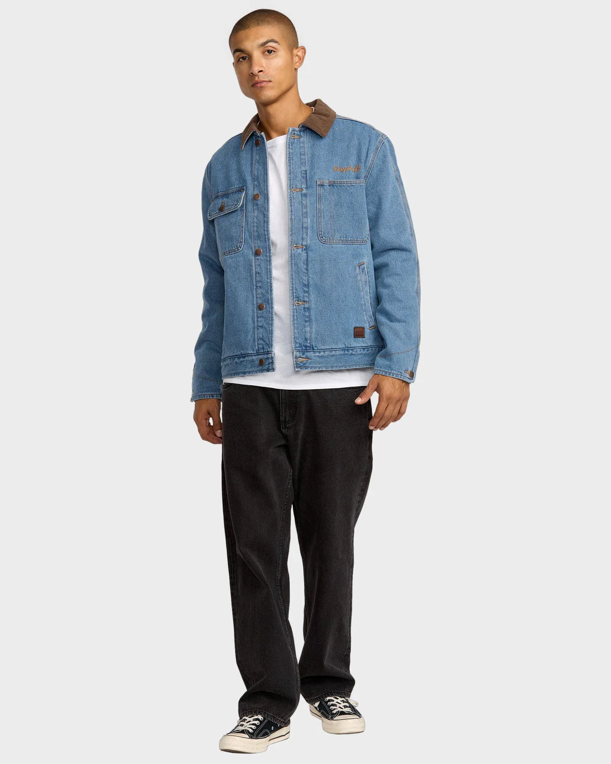 RVCA POST DAYSHIFT DENIM JACKET BLUE COLLAR