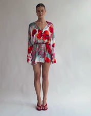 LUNA LANE THE NORA SHIRT DRESS – RESORT 25 – LONG SLEEVE VISCOSE SATIN CREPE PRINT