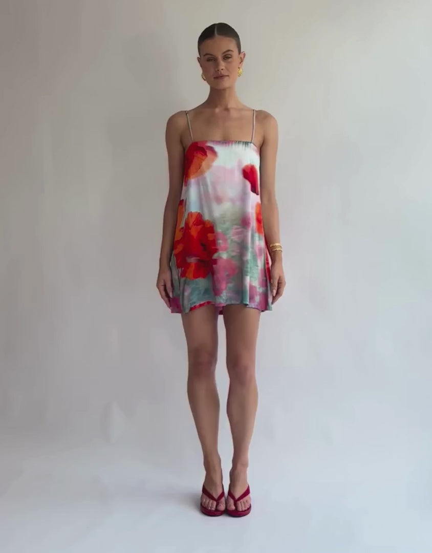 LUNA LANE THE RIO MINI DRESS – RESORT 25 – VISCOSE SATIN CREPE ADJUSTABLE STRAPS