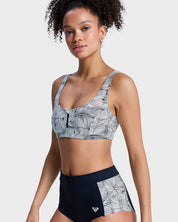 ROXY WOMENS PRO SURF ATHLETIC TRI BIKINI TOP PERFORMANCE SWIM ANTHRACITE