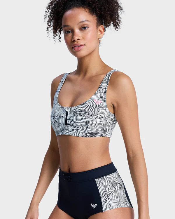 ROXY WOMENS PRO SURF ATHLETIC TRI BIKINI TOP PERFORMANCE SWIM ANTHRACITE