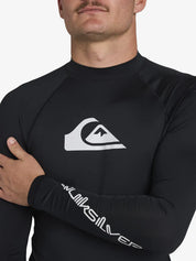 QUIKSILVER ALL TIME LONG SLEEVE RASH VEST – MENS UPF 50+ SURF RASHIE BLACK