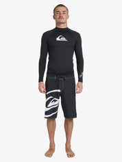 QUIKSILVER ALL TIME LONG SLEEVE RASH VEST – MENS UPF 50+ SURF RASHIE BLACK