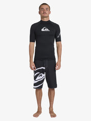 QUIKSILVER ALL TIME RASH VEST – MENS UPF 50+ FITTED SURF RASHIE IN BLACK