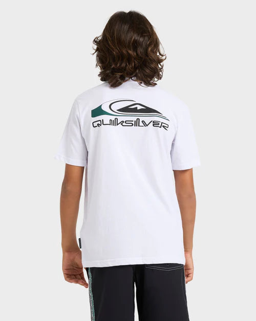 QUIKSILVER BOYS KEHU TOHU T-SHIRT 8–16 – KIDS SURF GRAPHIC TEE IN WHITE