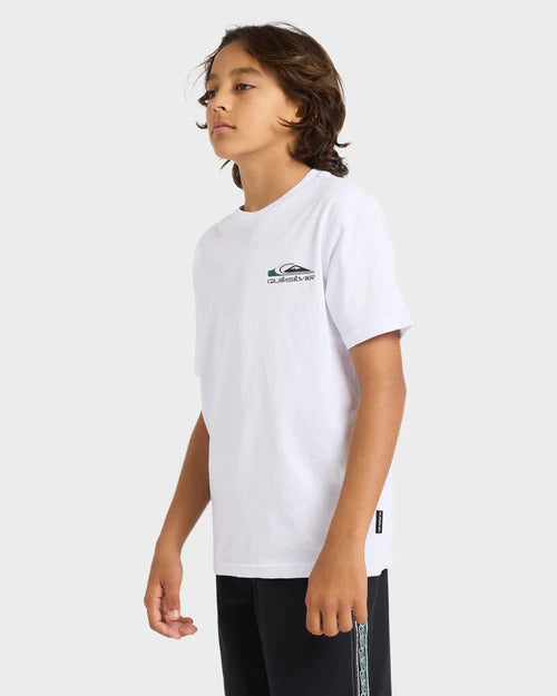 QUIKSILVER BOYS KEHU TOHU T-SHIRT 8–16 – KIDS SURF GRAPHIC TEE IN WHITE