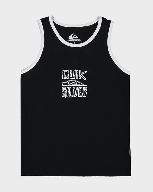 QUIKSILVER BOYS LO RES TANK TOP 2–7 – KIDS SURF SINGLET WITH GRAPHIC IN BLACK