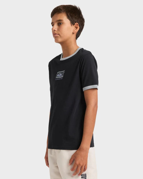 QUIKSILVER BOYS NEXT GEN RINGER T-SHIRT 8–16 – KIDS SURF GRAPHIC TEE IN BLACK
