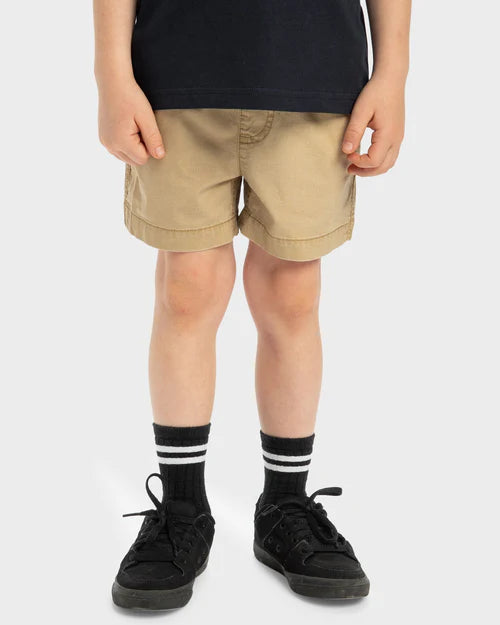 QUIKSILVER BOYS TAXER WALKSHORTS 2–7 – KIDS KHAKI CASUAL SHORTS WITH DRAWCORD