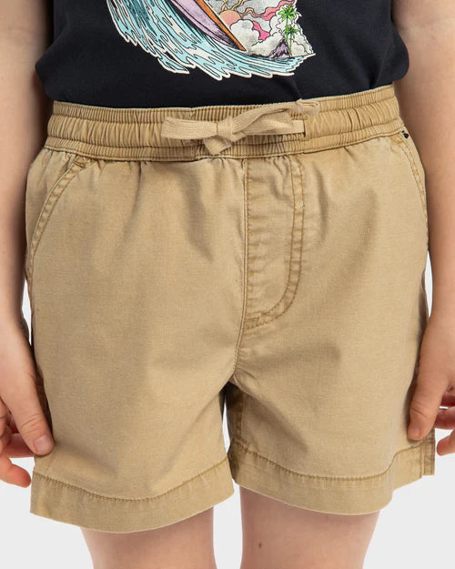 QUIKSILVER BOYS TAXER WALKSHORTS 2–7 – KIDS KHAKI CASUAL SHORTS WITH DRAWCORD