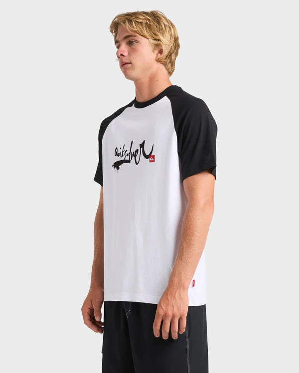 QUIKSILVER MENS IMPAIRED RAGLAN T-SHIRT – WHITE