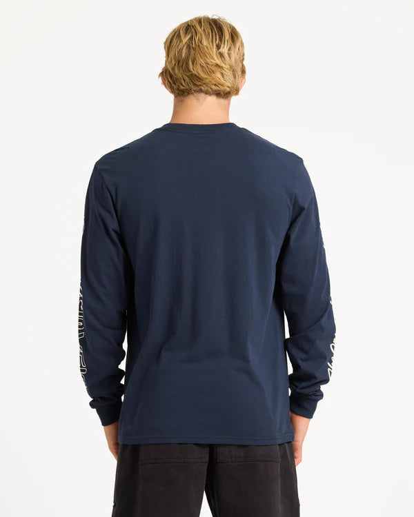 QUIKSILVER OG BOARDSHORT CO T-SHIRT MENS SURF GRAPHIC TEE DARK NAVY