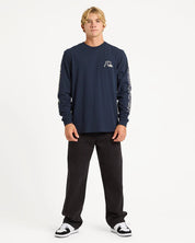 QUIKSILVER OG BOARDSHORT CO T-SHIRT MENS SURF GRAPHIC TEE DARK NAVY