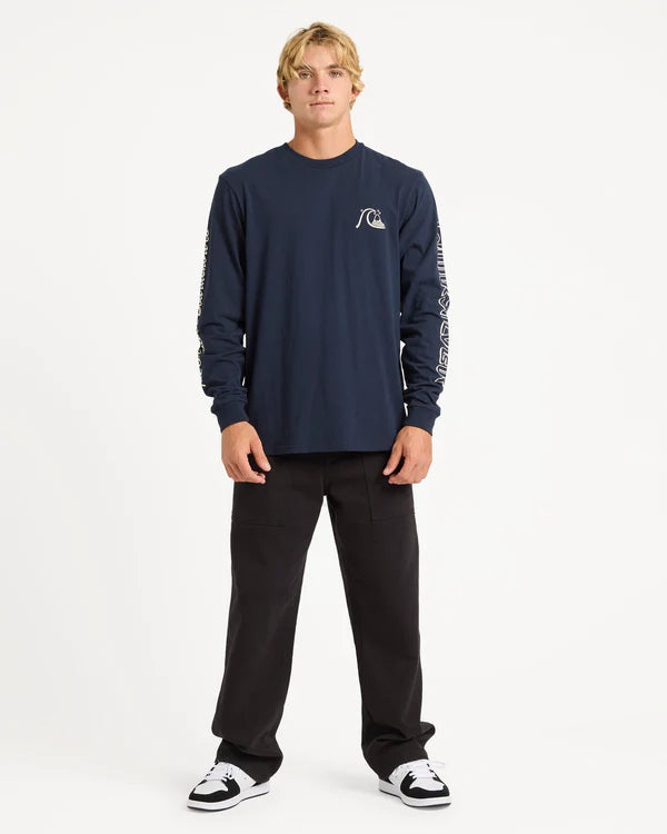 QUIKSILVER OG BOARDSHORT CO T-SHIRT MENS SURF GRAPHIC TEE DARK NAVY