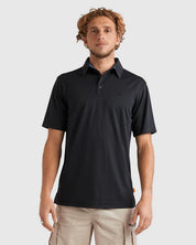 QUIKSILVER PACIFIC POLO SHORT SLEEVE SHIRT – MENS RECYCLED PERFORMANCE POLO BLACK