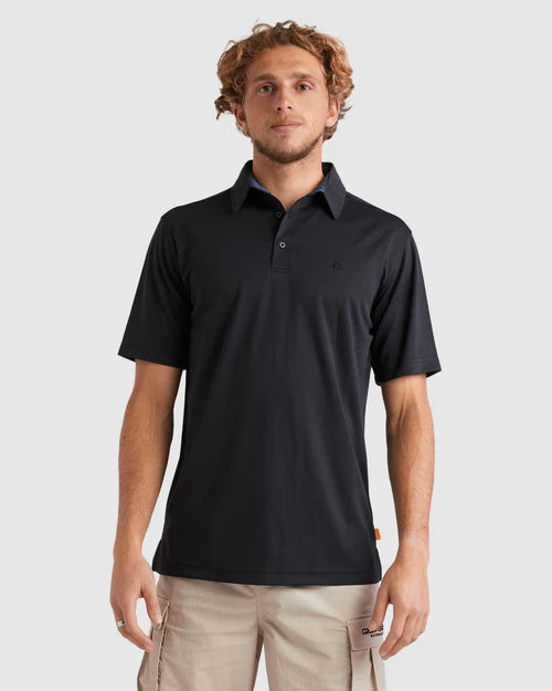 QUIKSILVER PACIFIC POLO SHORT SLEEVE SHIRT – MENS RECYCLED PERFORMANCE POLO BLACK