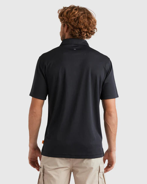 QUIKSILVER PACIFIC POLO SHORT SLEEVE SHIRT – MENS RECYCLED PERFORMANCE POLO BLACK