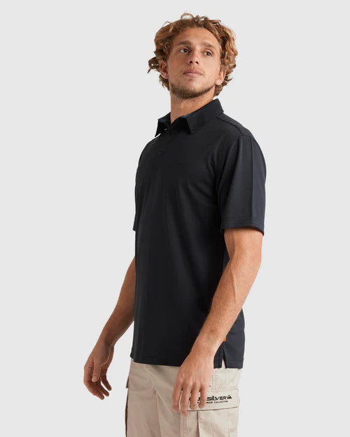 QUIKSILVER PACIFIC POLO SHORT SLEEVE SHIRT – MENS RECYCLED PERFORMANCE POLO BLACK
