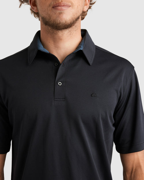 QUIKSILVER PACIFIC POLO SHORT SLEEVE SHIRT – MENS RECYCLED PERFORMANCE POLO BLACK