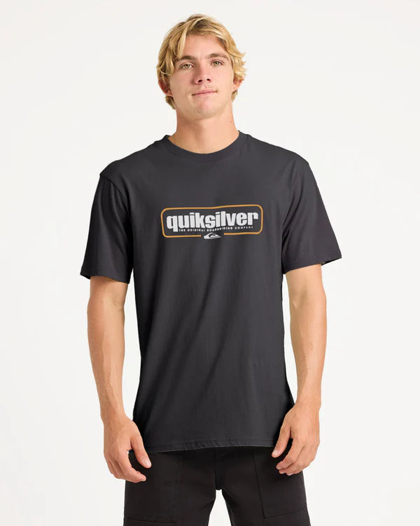 QUIKSILVER RETRO BOX T-SHIRT MENS GRAPHIC SURF TEE VINTAGE STYLE BLACK