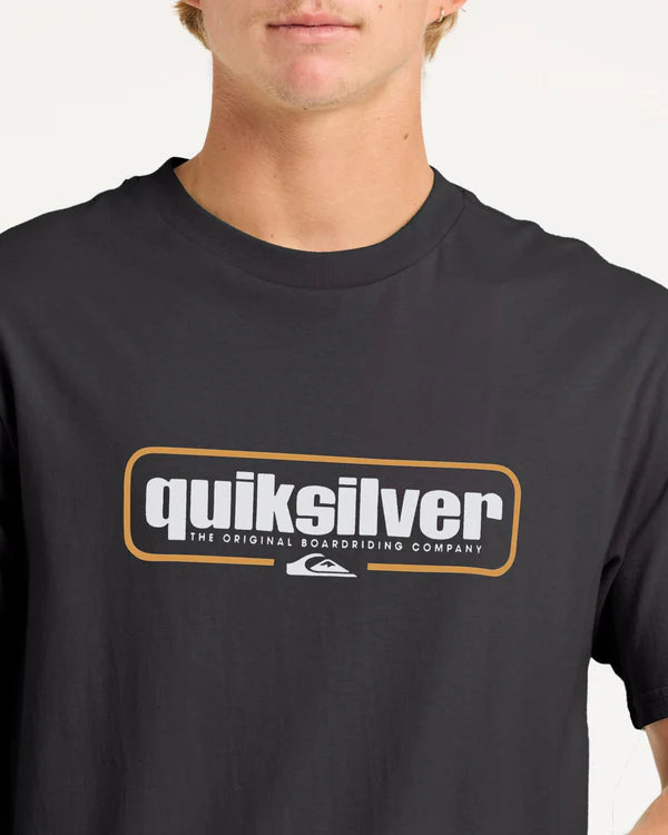 QUIKSILVER RETRO BOX T-SHIRT MENS GRAPHIC SURF TEE VINTAGE STYLE BLACK
