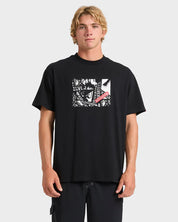 QUIKSILVER SEQUENCE T-SHIRT – MENS SURF GRAPHIC SHORT SLEEVE TEE IN BLACK