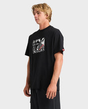 QUIKSILVER SEQUENCE T-SHIRT – MENS SURF GRAPHIC SHORT SLEEVE TEE IN BLACK